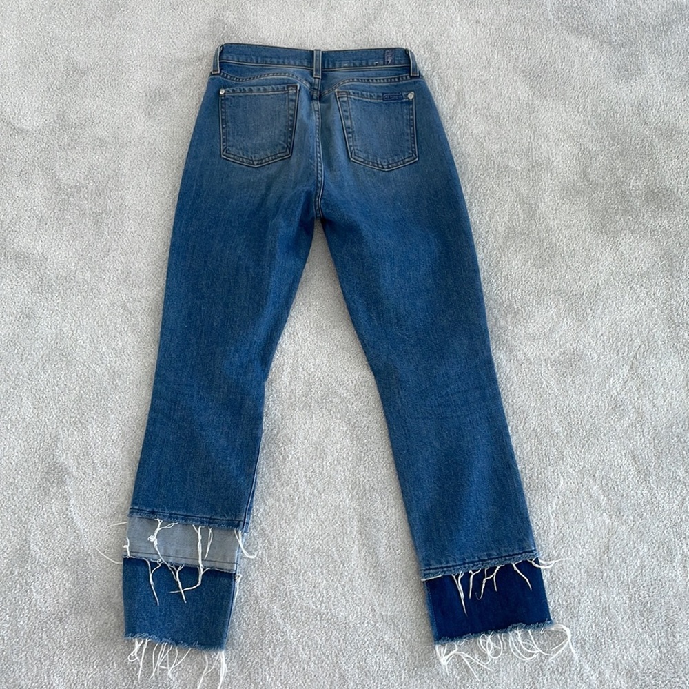7 For All Mankind Edie Frayed Straight Leg Jeans Size 26